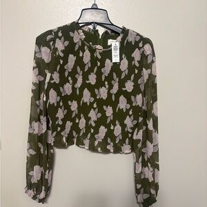 NWT Wilfred Floral Green and Pink Women's Top